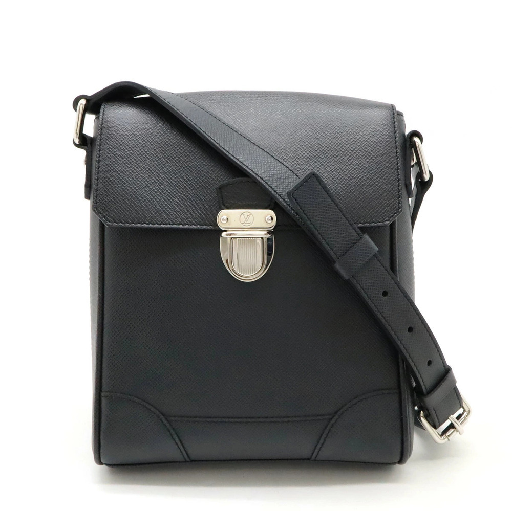 LOUIS VUITTON Taiga Luca Crossbody Bag Leather Ardoise Black